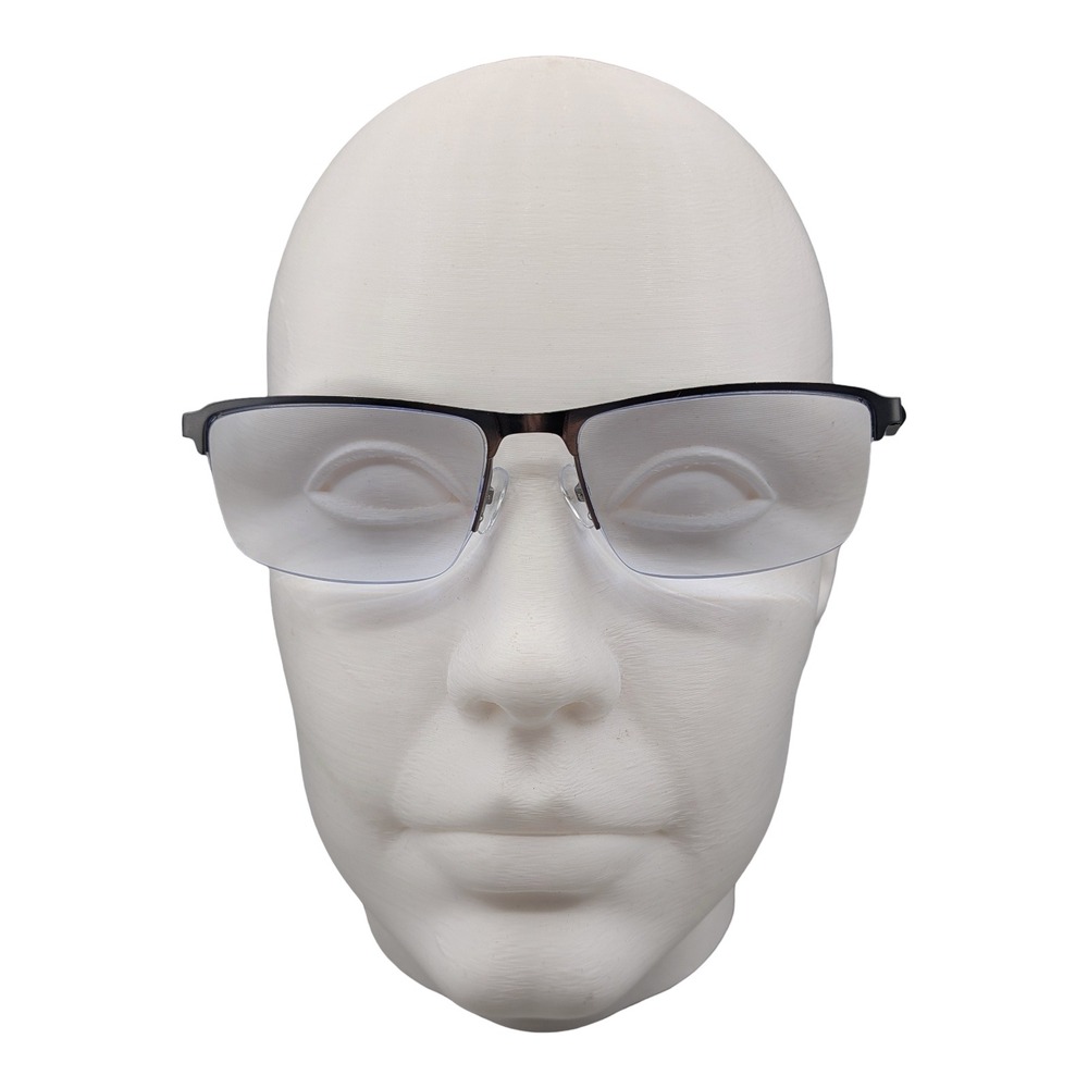 Revel 35-H11412 Mens Rectangular Semi-Rimless Eyeglasses Black Silver 54-16-140